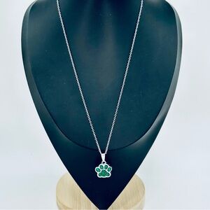 💙💚 Sterling Silver Paw Print Necklace | Awareness Jewelry | Animal Lover Gift